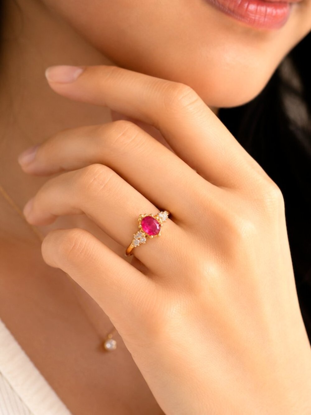 Princess Ring Pink Gold Tone Vintage Style Size 7 Dainty Statement Promise Gift